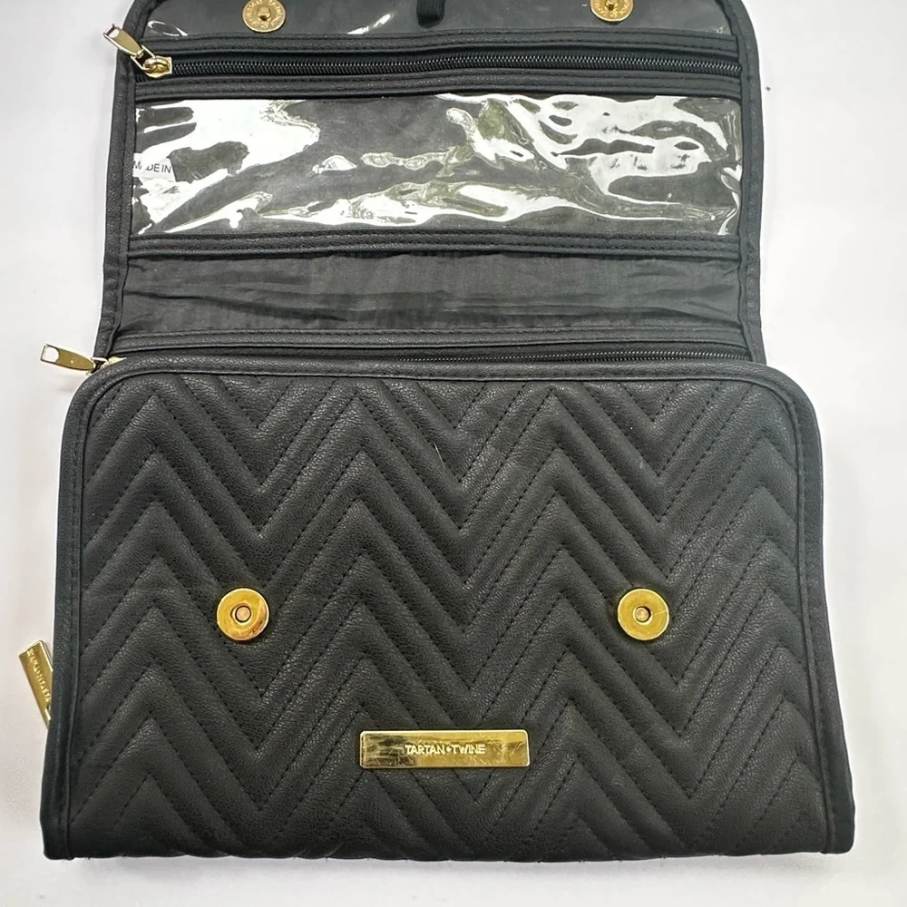Tartan + Twine Black Quilted Cosmetic Bag
